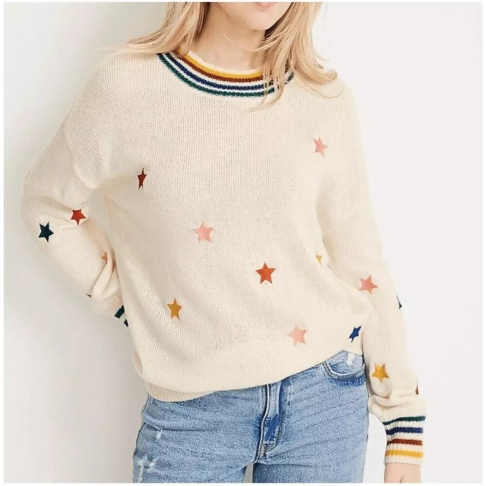 Storia Oversized Baloon Sleeve Rainbow Star Sweater, ST2171, Sz M